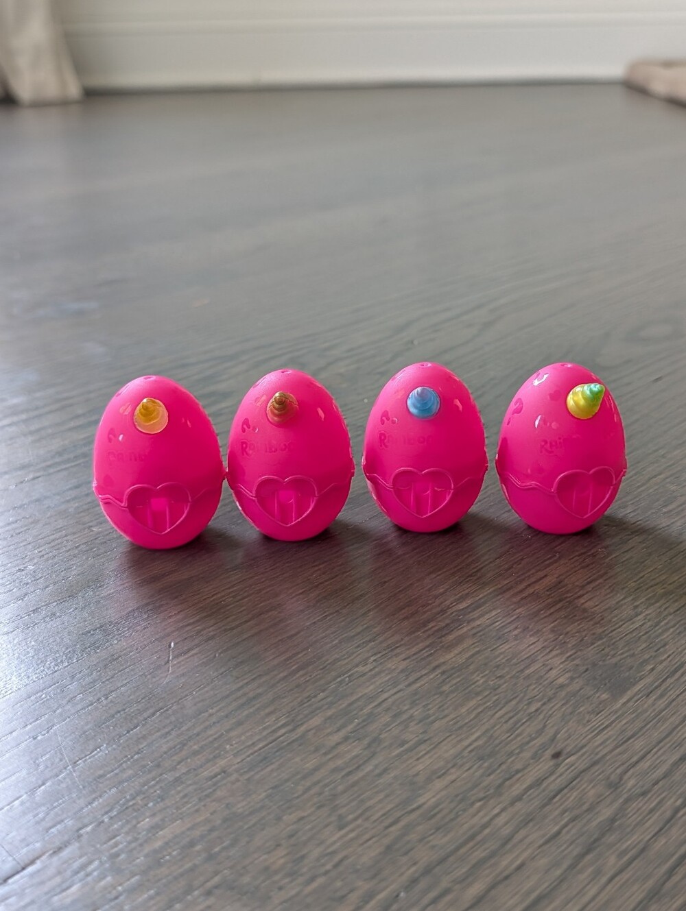 Lot of 4 Zuru Rainbocorns Small Pink Mystery Unicorn Eggs Containers Shells Only